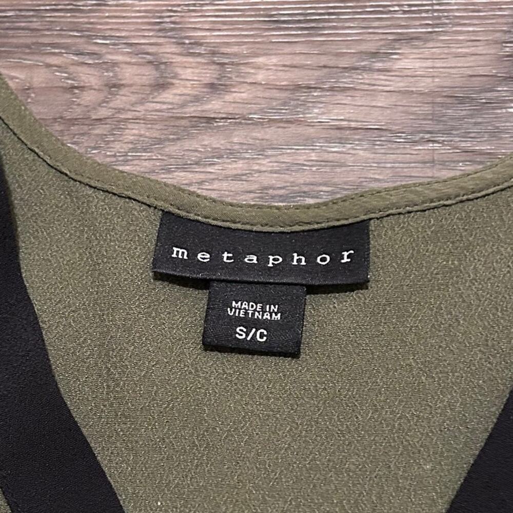 Metaphor - Sleeveless Olive Blouse by Metaphor, Size Small - Picture 6 of 8